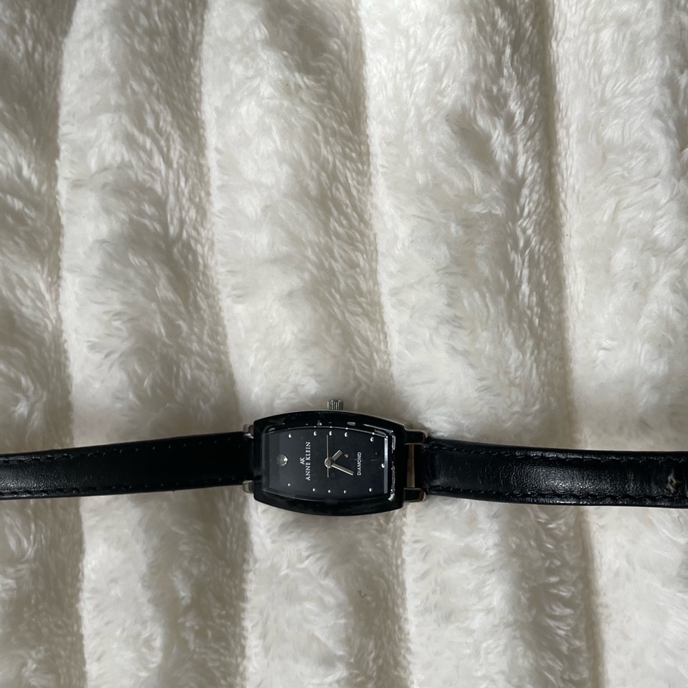 Anne Klein Diamond Black Leather Strap Watch-like new! - Picture 2 of 9